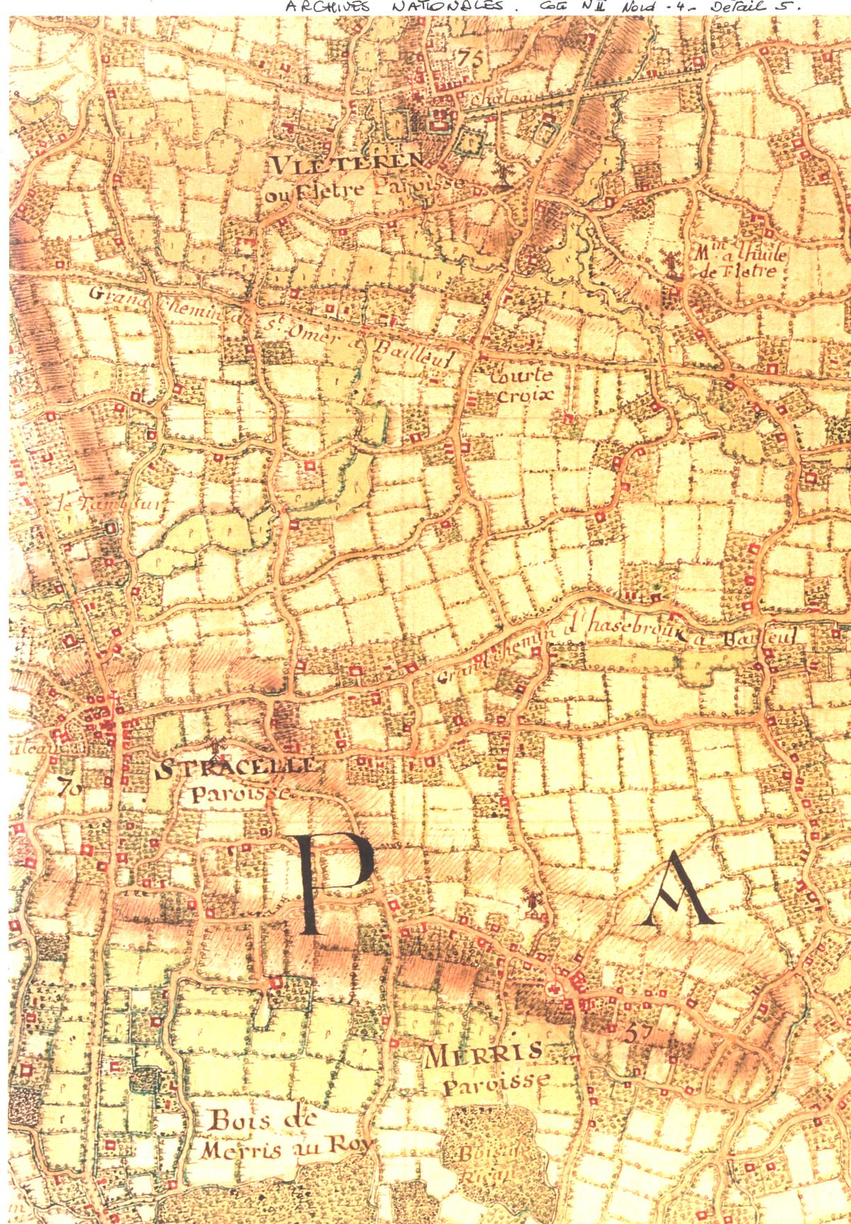 Carte masse fletre vleteren en 1750